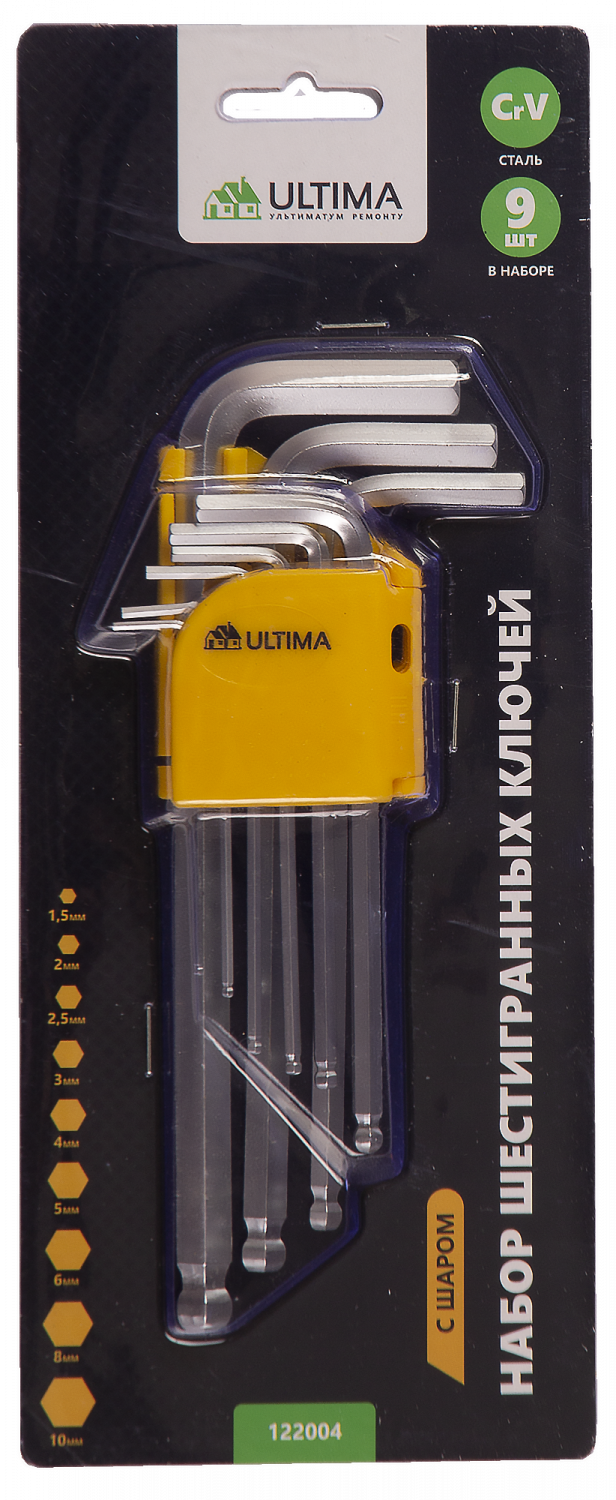 Набор ключей TORX Ultima, 9 шт в наборе, CrV, T10-T50, удлиненные